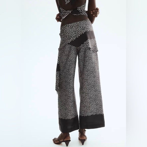 H&M Black and White Splatter Dot Skirt Layered Trousers Size 6 NWT - Picture 3 of 6